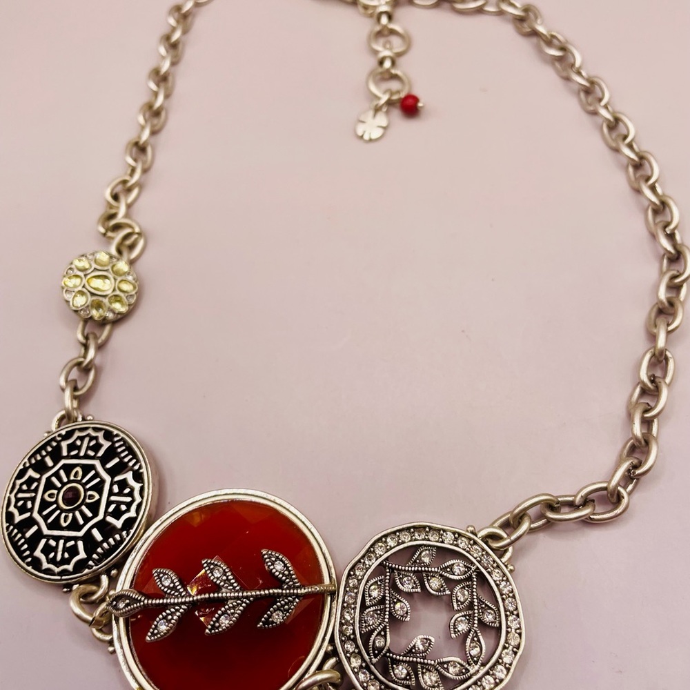 Lucky Brand Red And Silver Necklace With Circular… - image 5
